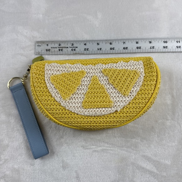 Bath &‎ Body Works Wristlet Bag Lemon Slice Yellow Straw Summer Fruit Coin Purse - Picture 6 of 7